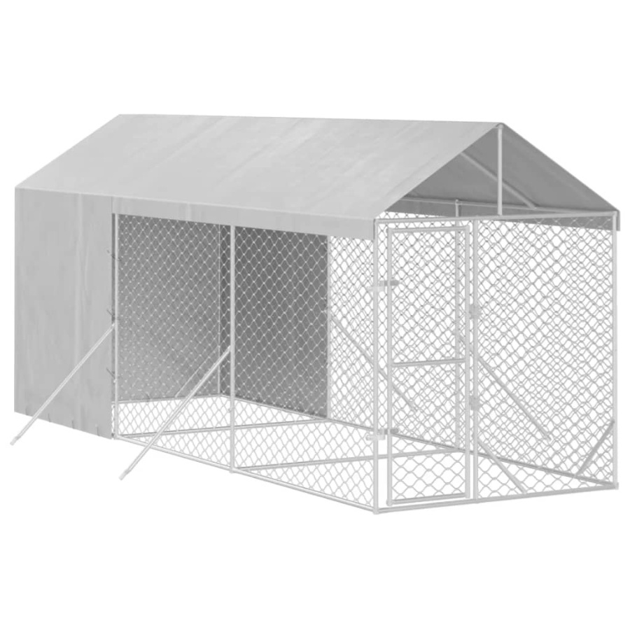 vidaXL Perrera de exterior con toldo acero galvanizado plata 2x6x2,5 m, , large Imagen numero 2